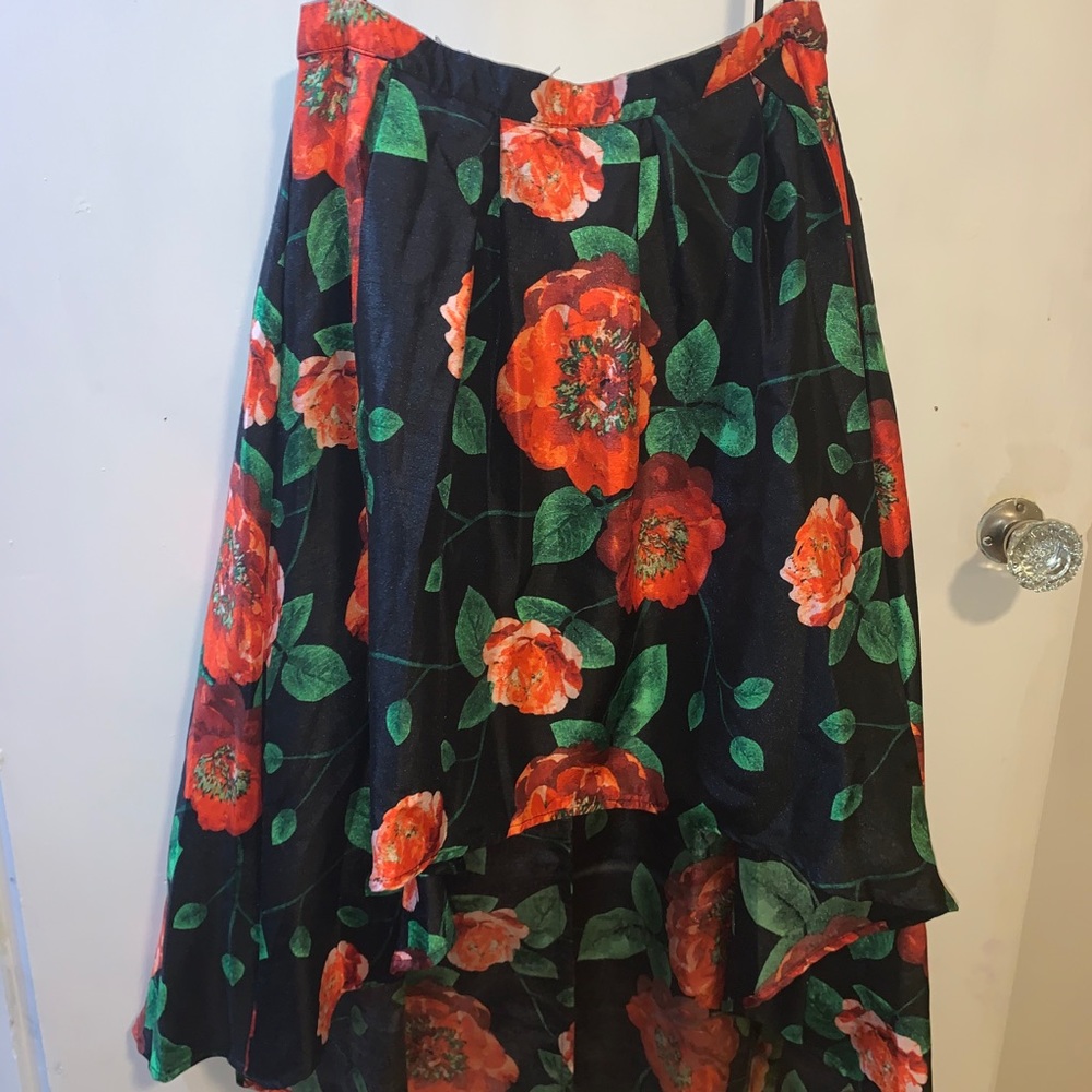 Floral High Low Skirt